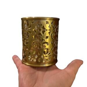 Gold Filagree Pencil Cup Votive Candle Holder 3.5” Tall x 3” Wide